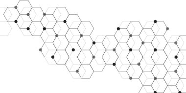 Bilim ağı şablonu, bağlantı çizgileri ve noktalar Tıbbi arka plan. Altıgen ve altıgen arkaplanlı soyut beyaz arkaplan. Gölgesi olan soyut altıgen beyaz arkaplan.