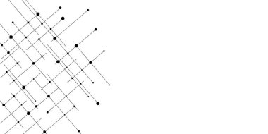Soyut geometrik arka planı olan modern tasarımın vektör yaratıcı fikri. Düz çizgileri olan koyu siyah vektör arkaplan. Kaotik çizgileri olan yatay şablon. Noktalı soyut çizgi veya vuruşlar.