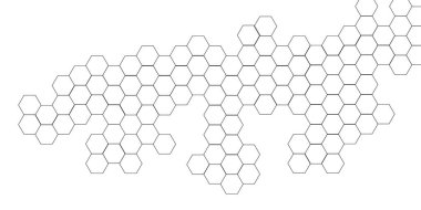 Çizgi teknolojisiyle soyut bir arkaplan. Modern basit stil altıgen grafik konsepti. Soyut altıgen çokgen arka plan vektörü. Altıgenli beyaz ızgara karo altıgen yaratıcı arkaplan