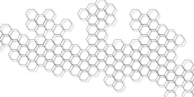 Çizgi teknolojisiyle soyut bir arkaplan. Modern basit stil altıgen grafik konsepti. Soyut altıgen çokgen arka plan vektörü. Altıgenli beyaz ızgara karo altıgen yaratıcı arkaplan