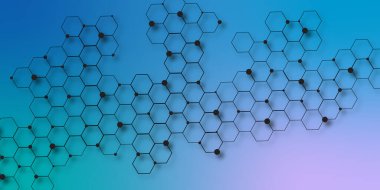 Altıgen soyut metal arka plan tasarımı. Soyut arkaplan tasarımı. Mavi arka planda altıgen deseni var. Teknoloji ve finans kavramı için altıgen fütüristik arkaplan vektörü.