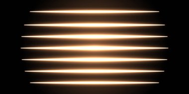 Soyut renkli ışık arka planda iz bırakır. Siyah arkaplanda soyut altın rengi parlak dalgalı çizgiler, altın rengi soyut arkaplan. Siyah Arkaplanda Kalın Yatay Çizgi Şablonu Kırmızı ve Sarı.