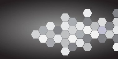 Geometrik şekilli ve altıgen desenli soyut bir arkaplan. Teknoloji vektörü soyut arkaplan ve altıgen örgüsü. Gri altıgen deseni. Soyut beyaz altıgen arkaplan.