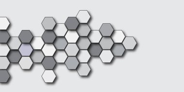 Geometrik şekilli ve altıgen desenli soyut bir arkaplan. Teknoloji vektörü soyut arkaplan ve altıgen örgüsü. Gri altıgen deseni. Soyut beyaz altıgen arkaplan.