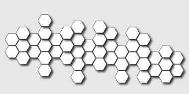 Geometrik şekilli ve altıgen desenli soyut bir arkaplan. Teknoloji vektörü soyut arkaplan ve altıgen örgüsü. Gri altıgen deseni. Soyut beyaz altıgen arkaplan.