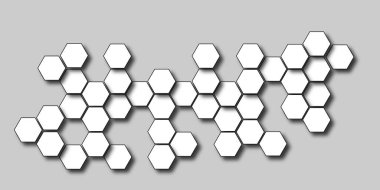Geometrik şekilli ve altıgen desenli soyut bir arkaplan. Teknoloji vektörü soyut arkaplan ve altıgen örgüsü. Gri altıgen deseni. Soyut beyaz altıgen arkaplan.