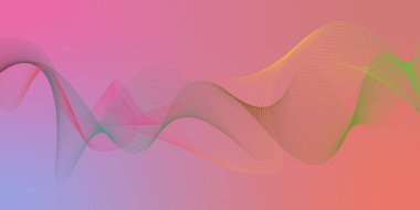 Siyah zemin üzerinde soyut eğri geometrik dalga çizgisi. Modern çoklu renk değişen dalga çizgileri. Arka planda teknoloji soyut dalga çizgileri var. Gelecekçi teknoloji konsepti. Vektör illüstrasyonu