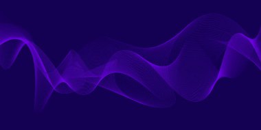 Siyah zemin üzerinde soyut eğri geometrik dalga çizgisi. Modern çoklu renk değişen dalga çizgileri. Arka planda teknoloji soyut dalga çizgileri var. Gelecekçi teknoloji konsepti. Vektör illüstrasyonu