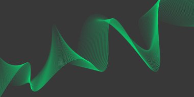 Soyut yeşil dalgalı çizgiler Dijital frekans iz dengeleyici arka planı. Dalga çizgileri karıştırma aracı kullanılarak oluşturuldu. Grafik tasarımı pankart iş dalgası. Soyut yeşil dalga çizgi vektörü.
