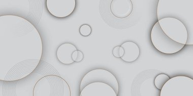 Beyaz kağıdın soyut geometrik dokusu parlak ışıkta yumuşak gölgeli daireler çiziyor. Gri soyut. Rapor ve proje sunum şablonu için modern tasarım arka planı. Soyut Dairesel Beyaz Kağıt