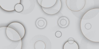 Beyaz kağıdın soyut geometrik dokusu parlak ışıkta yumuşak gölgeli daireler çiziyor. Gri soyut. Rapor ve proje sunum şablonu için modern tasarım arka planı. Soyut Dairesel Beyaz Kağıt