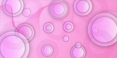 Pembe yuvarlak soyut geometrik arkaplan ile soyut arkaplan. Minimum geometrik beyaz ve altın çizgili pembe daire arka planı. Pembe geometrik soyut arka plan örtüşmesi.