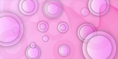 Pembe yuvarlak soyut geometrik arkaplan ile soyut arkaplan. Minimum geometrik beyaz ve altın çizgili pembe daire arka planı. Pembe geometrik soyut arka plan örtüşmesi.