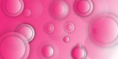 Pembe yuvarlak soyut geometrik arkaplan ile soyut arkaplan. Minimum geometrik beyaz ve altın çizgili pembe daire arka planı. Pembe geometrik soyut arka plan örtüşmesi.