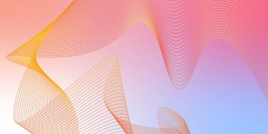 Lüks, dalgalı, soyut bir arka plan ve renkli bir unsur. Gelecekçi teknoloji konsepti. Karıştırma aracı kullanılarak oluşturulan çizgilerle dalga. Soyut frekans ses dalgası çizgileri ve bükülmüş eğri çizgileri bg.