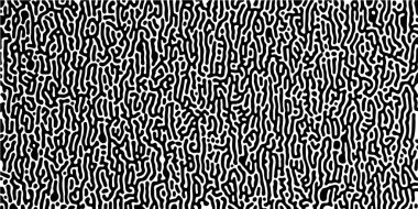 Soyut Turing organik duvar kağıdı arka planı. Biyolojik şekilli doğrusal tasarım. Memphis 'teki organik hatlar. 260 Turing reaksiyon difüzyon monokromsuz desen ve kaotik hareket.