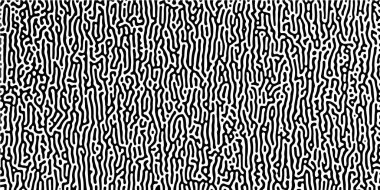 Soyut Turing organik duvar kağıdı arka planı. Biyolojik şekilli doğrusal tasarım. Memphis 'teki organik hatlar. 260 Turing reaksiyon difüzyon monokromsuz desen ve kaotik hareket.