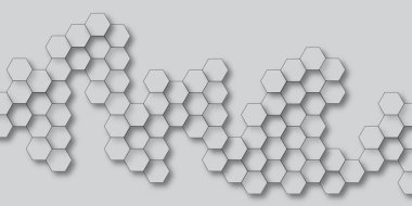 Soyut 3d altıgen gri ve beyaz çizgi dışı teknoloji tarzı bal peteği desensiz arka plan. Altıgen, modern soyut vektör çokgen desenli soyut arkaplan.