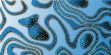 Soyut Topografik hatlar harita arkaplanı. Vektör coğrafi hat haritası. Soyut dalga kağıtları arka planda kavisli kabartmalar oluşturuyor. Siyah ve mavi topoğrafya harita dokusu duvar kağıdı.