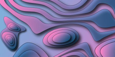 Soyut Topografik hatlar harita arkaplanı. Vektör coğrafi hat haritası. Soyut dalga kağıtları arka planda kavisli kabartmalar oluşturuyor. pembe ve mavi topoğrafya haritası desen duvar kağıdı.