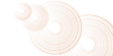 Soyut bilgisayar teknolojisi geçmişi. ağ görsel bağlantısı. Beyaz arka planda izole edilmiş turuncu, en az dairesel soyut dinamik çizgiler. Gelecekteki teknoloji afişi konsepti. vektör illüstrasyonu.