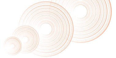 Soyut bilgisayar teknolojisi geçmişi. ağ görsel bağlantısı. Beyaz arka planda izole edilmiş turuncu, en az dairesel soyut dinamik çizgiler. Gelecekteki teknoloji afişi konsepti. vektör illüstrasyonu.