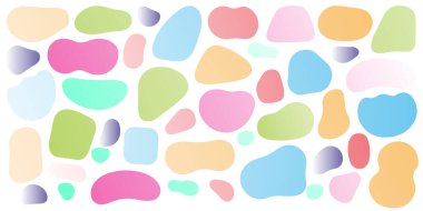 Beyaz Arkaplanda Soyut Mavi Organik Şekillerin Kusursuz Deseni. Pembe üzerine soyut modern illüstrasyon. Pastel sıvısı soyut arkaplan tasarımını düşürür. Sıvı soyut şekiller Vektör.