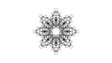 Simetrik mandala deseni, siyah ve beyaz süs çiçekleri, kutsal tasarım