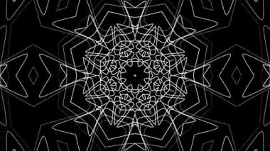 Siyah ve beyaz sanatsal mandala, karmaşık çiçek süsü, detaylı simetrik desen