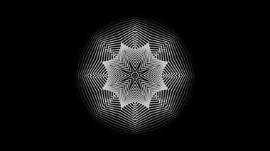 Süslü bohem siyah beyaz mandala, kutsal simetrik çiçek füzyonu, elle çizilmiş karmaşık tasarım, etnik ruhani denge, büyüleyici geometrik desen