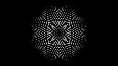 Siyah ve beyaz, simetrik kutsal geometri, süslemeli geleneksel motif, elle çizilmiş etkileyici sanatsal desen, son derece detaylı mandala