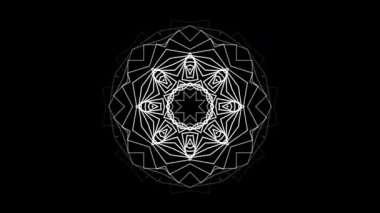Çiçeksel esinlenilmiş siyah beyaz mandala, simetrik el çizimi kutsal geometri, bohem sanatsal süs, ayrıntılı geometrik desen, manevi denge