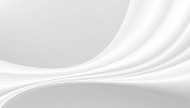 Soyut kırışıklıklar beyaz ipek kumaş kumaş dalgası ışık ve gölgeyle örtüşüyor. Beyaz ve gri arkaplan. Web tasarımı için kopyalama alanı. vektör illüstrasyonu