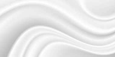 Soyut kırışıklıklar beyaz ipek kumaş kumaş dalgası ışık ve gölgeyle örtüşüyor. Beyaz ve gri arkaplan. Web tasarımı için kopyalama alanı. vektör illüstrasyonu