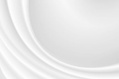 Soyut kırışıklıklar beyaz ipek kumaş kumaş dalgası ışık ve gölgeyle örtüşüyor. Beyaz ve gri arkaplan. Web tasarımı için kopyalama alanı. vektör illüstrasyonu