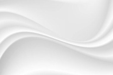 Soyut kırışıklıklar beyaz ipek kumaş kumaş dalgası ışık ve gölgeyle örtüşüyor. Beyaz ve gri arkaplan. Web tasarımı için kopyalama alanı. vektör illüstrasyonu