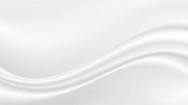 Soyut kırışıklıklar beyaz ipek kumaş kumaş dalgası ışık ve gölgeyle örtüşüyor. Beyaz ve gri arkaplan. Web tasarımı için kopyalama alanı. vektör illüstrasyonu