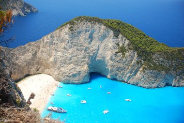 Zakynthos Adası 'ndaki Navagio plajı - Yunanistan, Zakyntos Adası