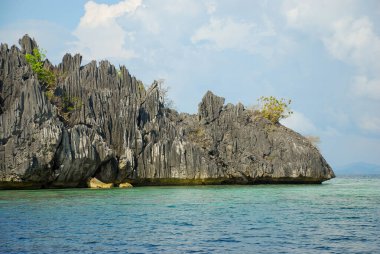 Filipinlerde deniz olan rock ve tropikal plajlar
