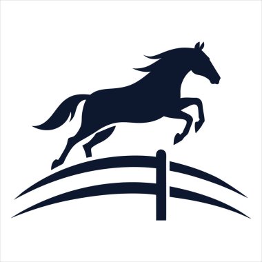 Atlayan at logosu silueti vektör sanat çizimi.