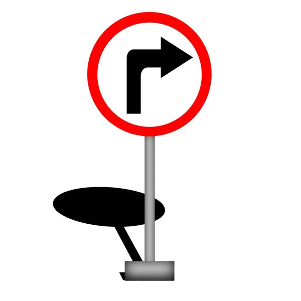 Siyah gölge ve beyaz arkaplan ile sağdaki trafik işaretinin gösterimi izole edildi