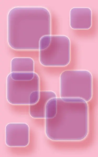 Pembe arka plan ve üst üste binen mor kareler. Kare köşeleri yuvarlak ve hafif bulanık, parıltılı bir etkisi var.