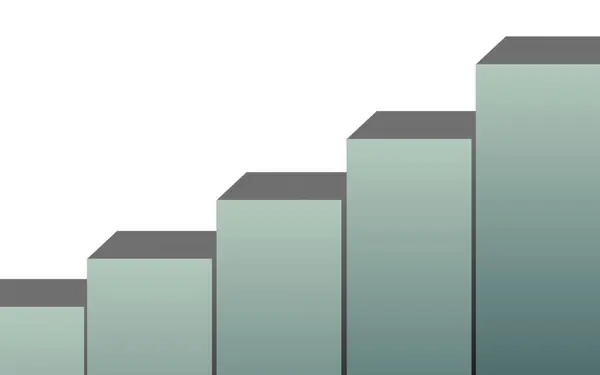 Gri kaplamalı beş dikdörtgen çizgi ve beyaz zemin üzerinde soldan sağa doğru açık mavi gradyan yükselişi, büyüme veya ilerlemeyi gösteriyor