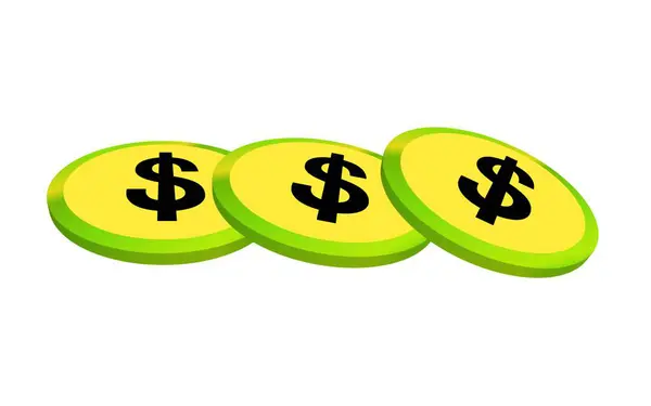 Üç dolarlık madeni paralar üst üste biniyor.