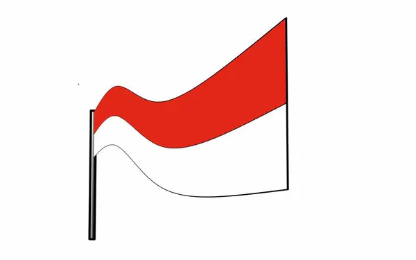 Siyah bir direğin üzerinde kırmızı ve beyaz bir bayrak sallıyor, hareket halindeki Endonezya bayrağını andırıyor, pürüzsüz, kıvrımlı bir tasarımla.