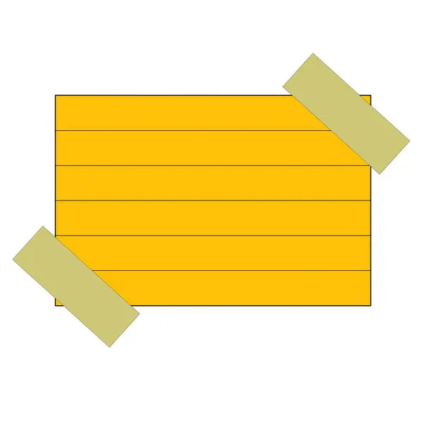 Üst ve alt köşelerinde bant olan sarı not defteri