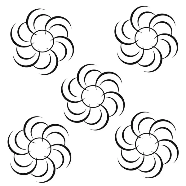 Beyaz arka planda eşit düzenlenmiş, soyut siyah çiçekli şekiller modern ve zarif bir tasarım yaratıyor.