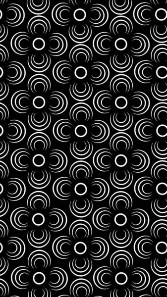 Simetrik, geometrik ve modern tasarım şeklinde çiçek şekilleri oluşturan eşmerkezli yay içeren kusursuz siyah ve beyaz desenler.