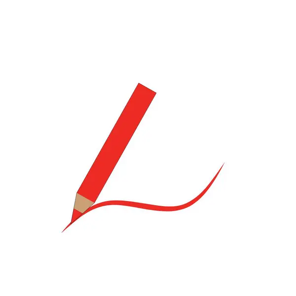 Kırmızı bir kalem beyaz zemin üzerinde düz, kıvrımlı kırmızı bir çizgi çiziyor.