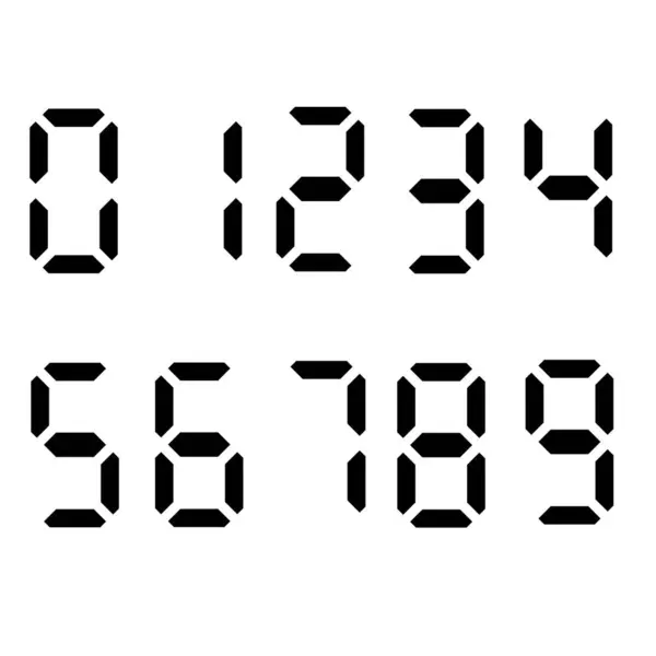0 ile 9 arasında, LCD ekranlarda bulunanlara benzeyen bir dizi siyah dijital ekran numarası